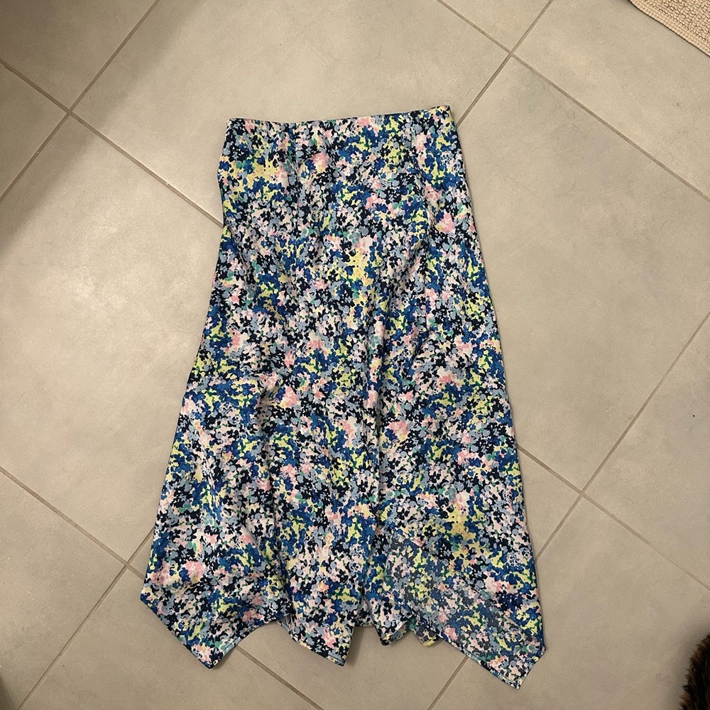 Aqua floral midi skirt